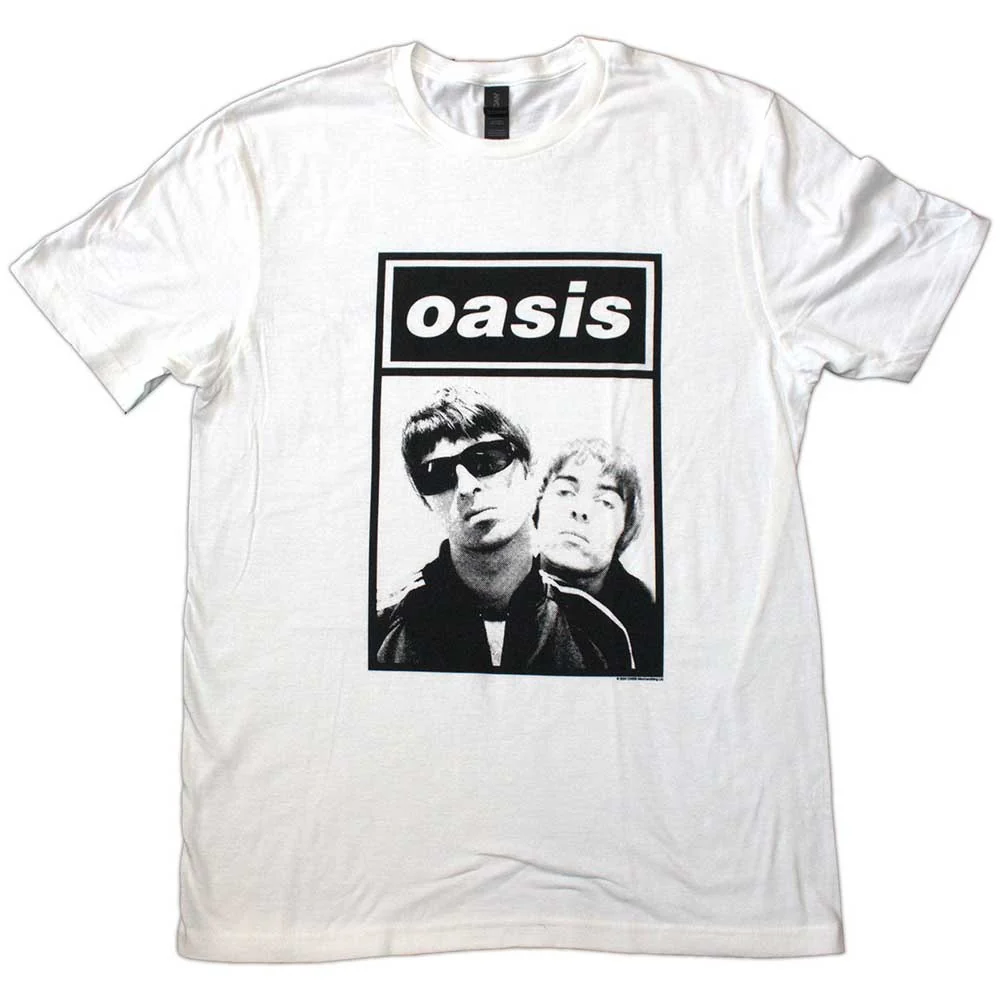 Oasis Unisex T-Shirt: Noel & Liam Boxed Photo (White)