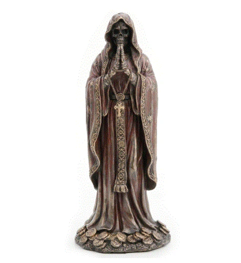 Santa Muerte Saint Bronze Statue w/Rosario Prayer 77934